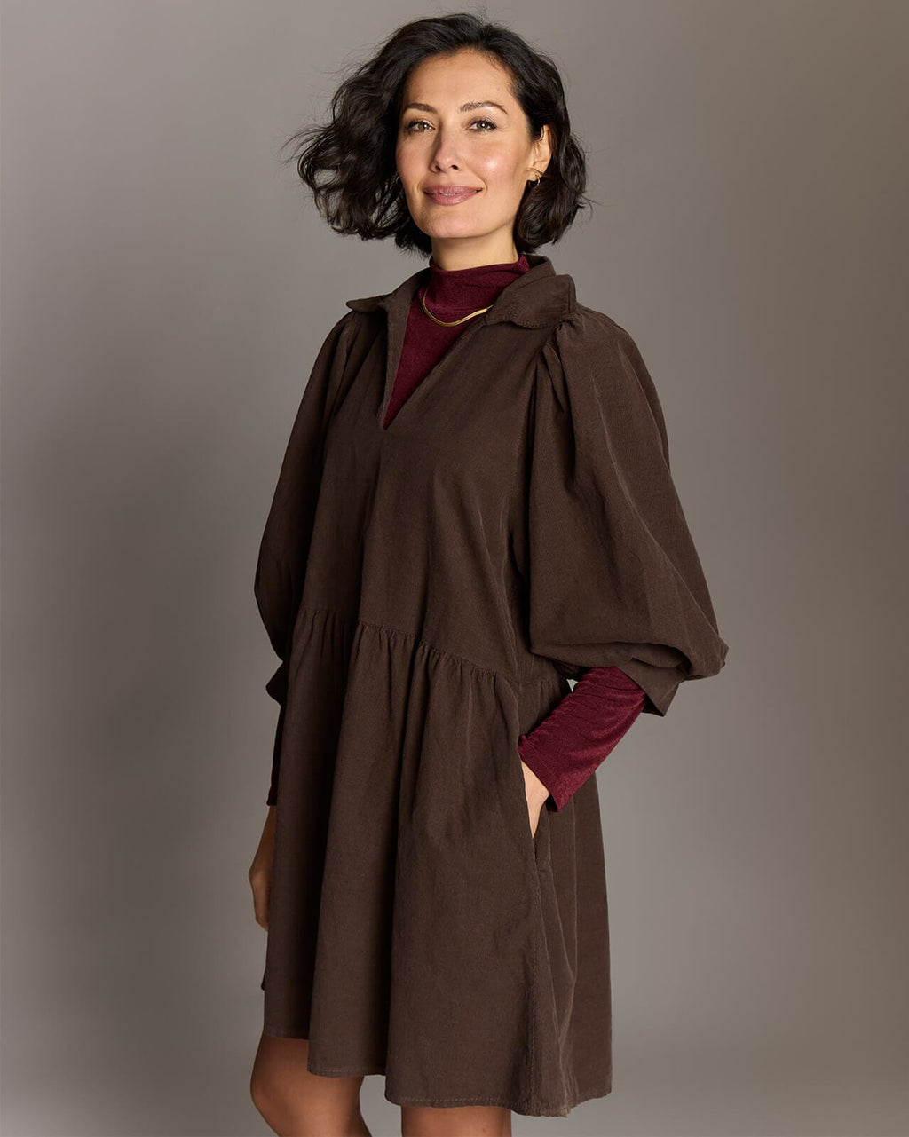FLOYD Kjole Larina Babycord - Dark Brown