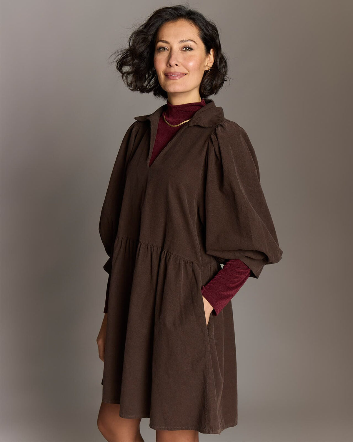 FLOYD Kjole Larina Babycord - Dark Brown