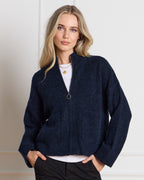 SELECTED FEMME Ullcardigan Sia Ras LS Knit Zipper - Dark Sapphire/ Melange