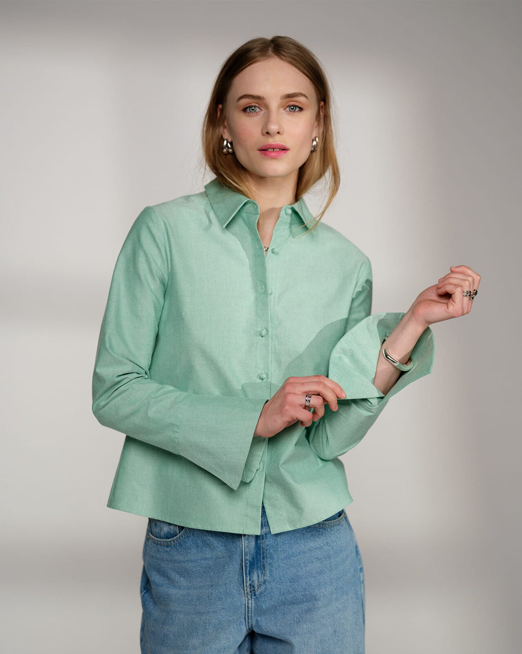 FLOYD Skjorte Cat Cotton - Light Green