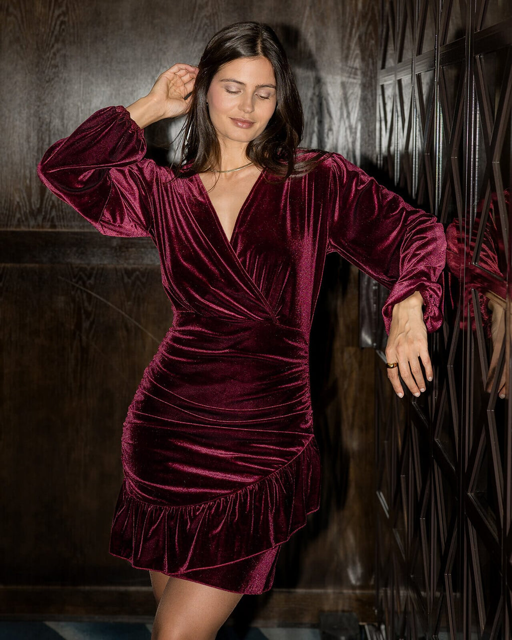 FLOYD Kjole Alyssa Velvet - Bordeaux
