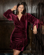 FLOYD Kjole Alyssa Velvet - Bordeaux