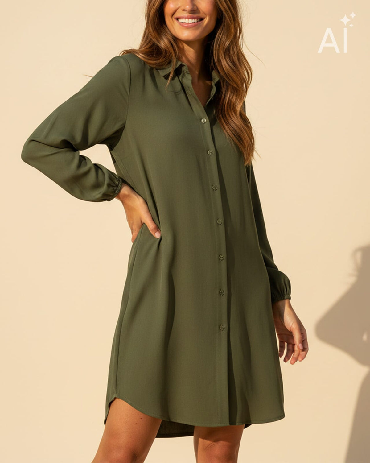 FLOYD Skjortekjole Lilo Uni - Army Green