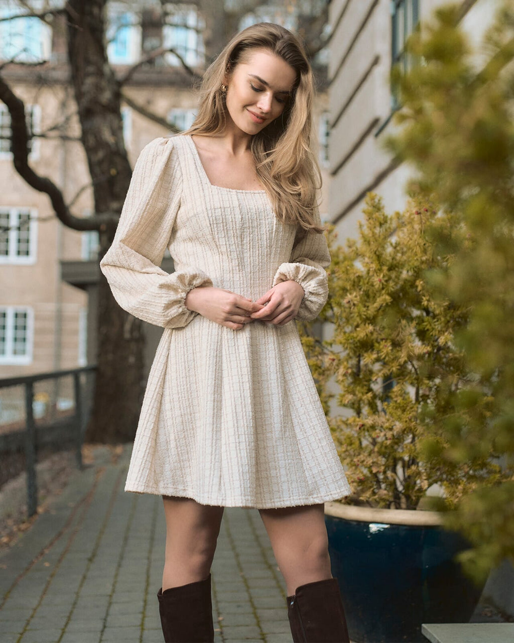 FLOYD Kjole Bindy Lurex - Beige