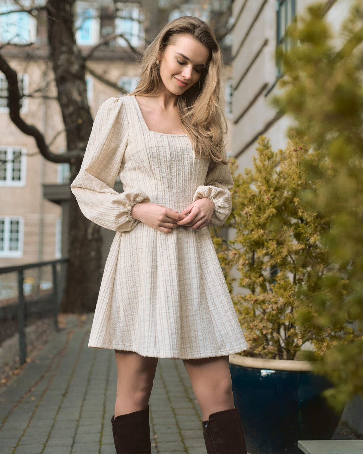 FLOYD Kjole Bindy Lurex - Beige