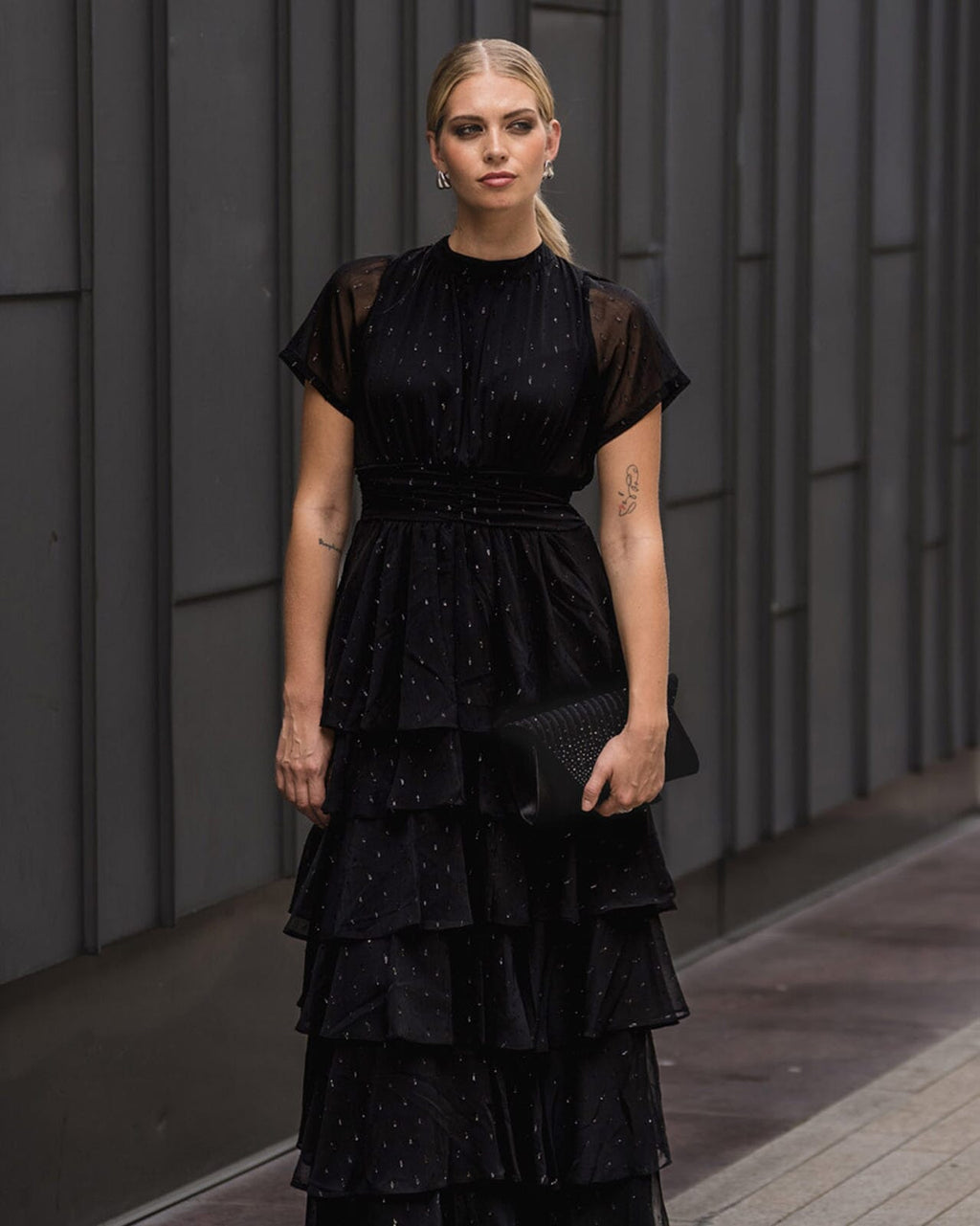 FLOYD Midikjole Malina Lurex - Black
