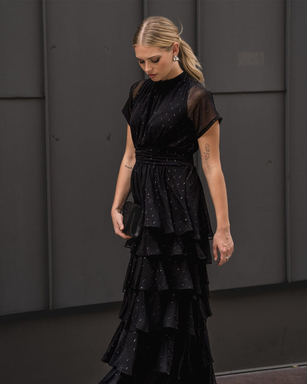 FLOYD Midikjole Malina Lurex - Black