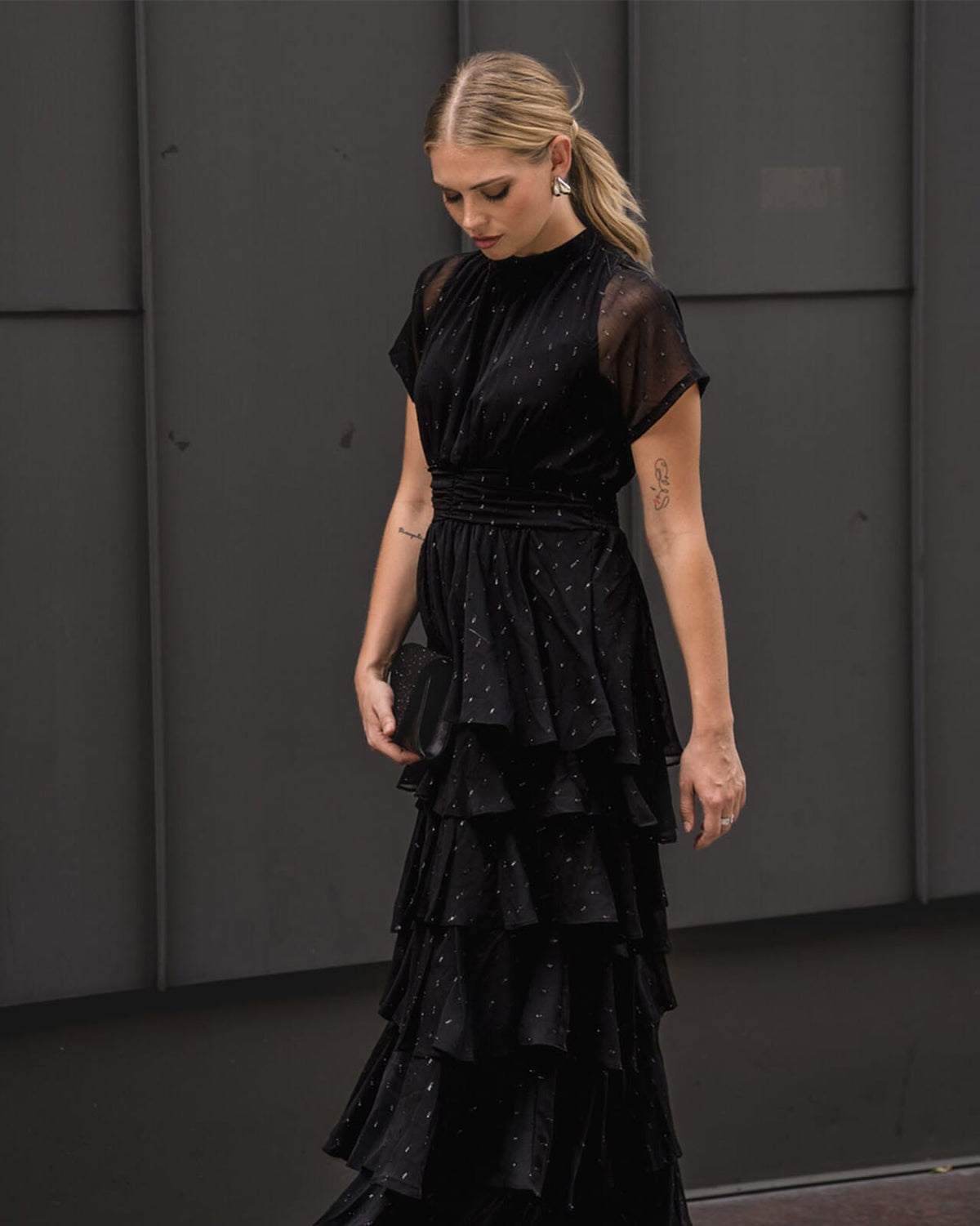 FLOYD Midikjole Malina Lurex - Black