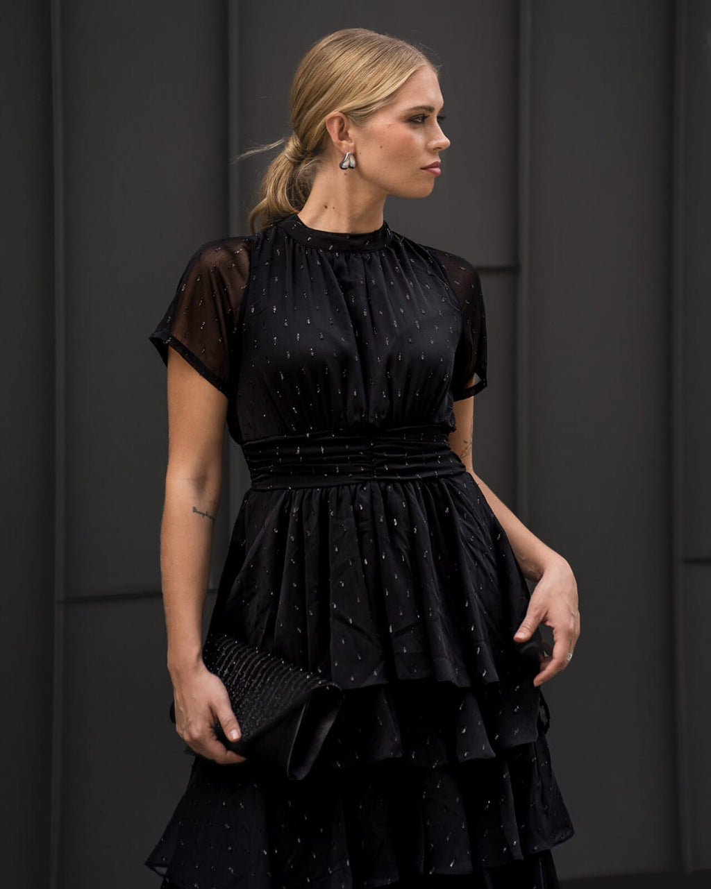 FLOYD Midikjole Malina Lurex - Black