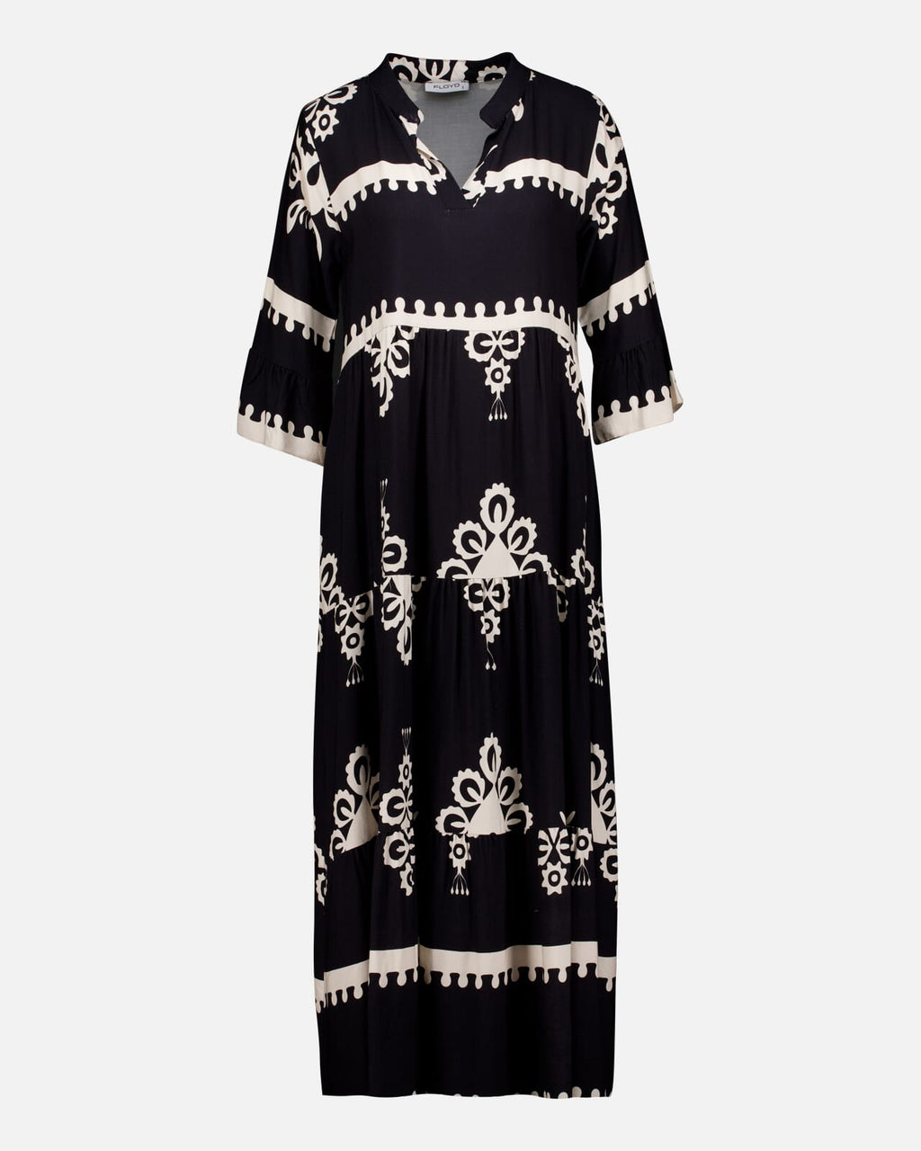FLOYD Maxikjole Malani Inka - Black/ Offwhite