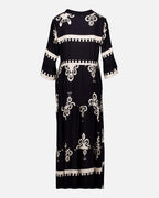 FLOYD Maxikjole Malani Inka - Black/ Offwhite