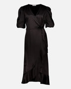 FLOYD Omslagskjole Samari Satin - Black