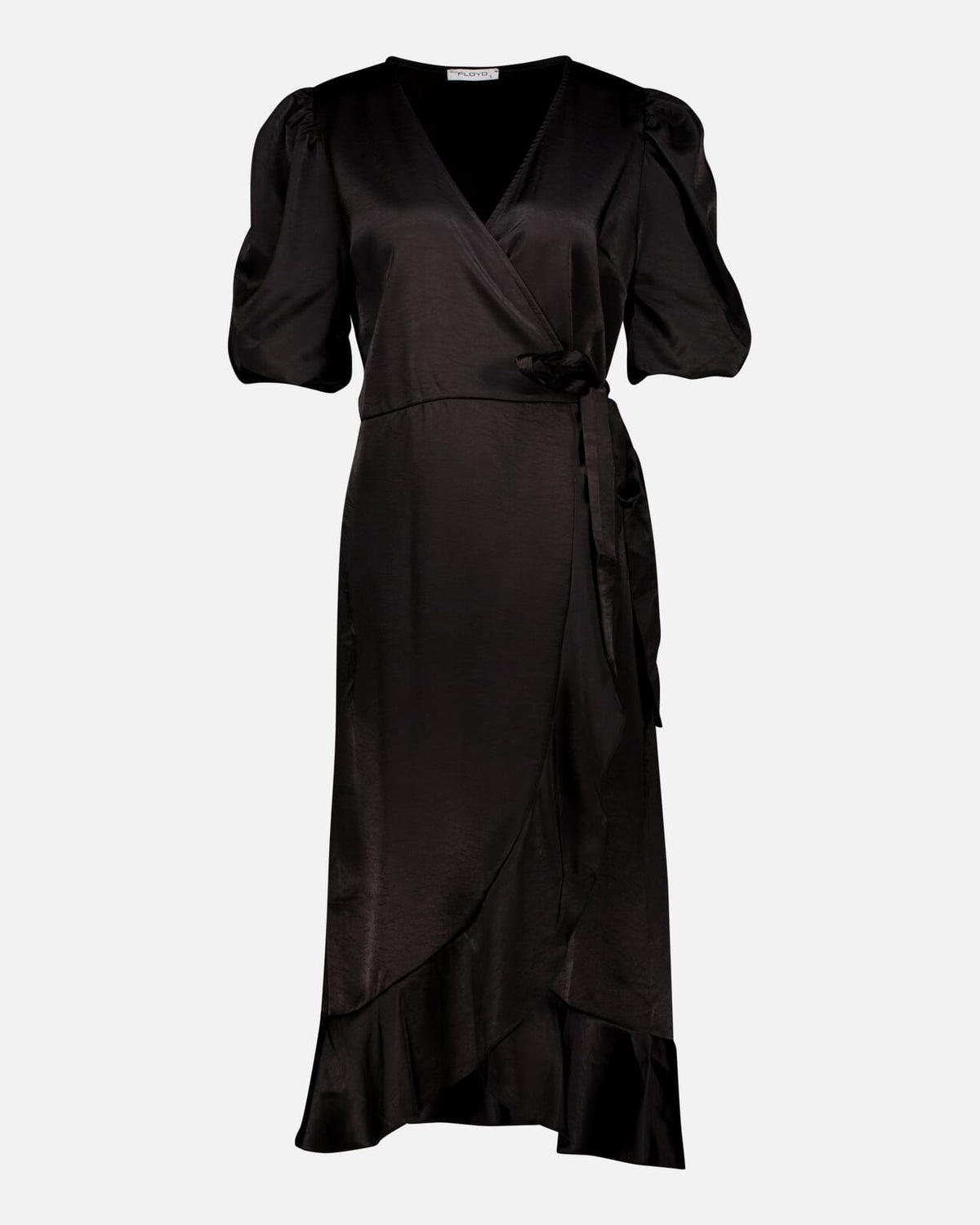 FLOYD Omslagskjole Samari Satin - Black