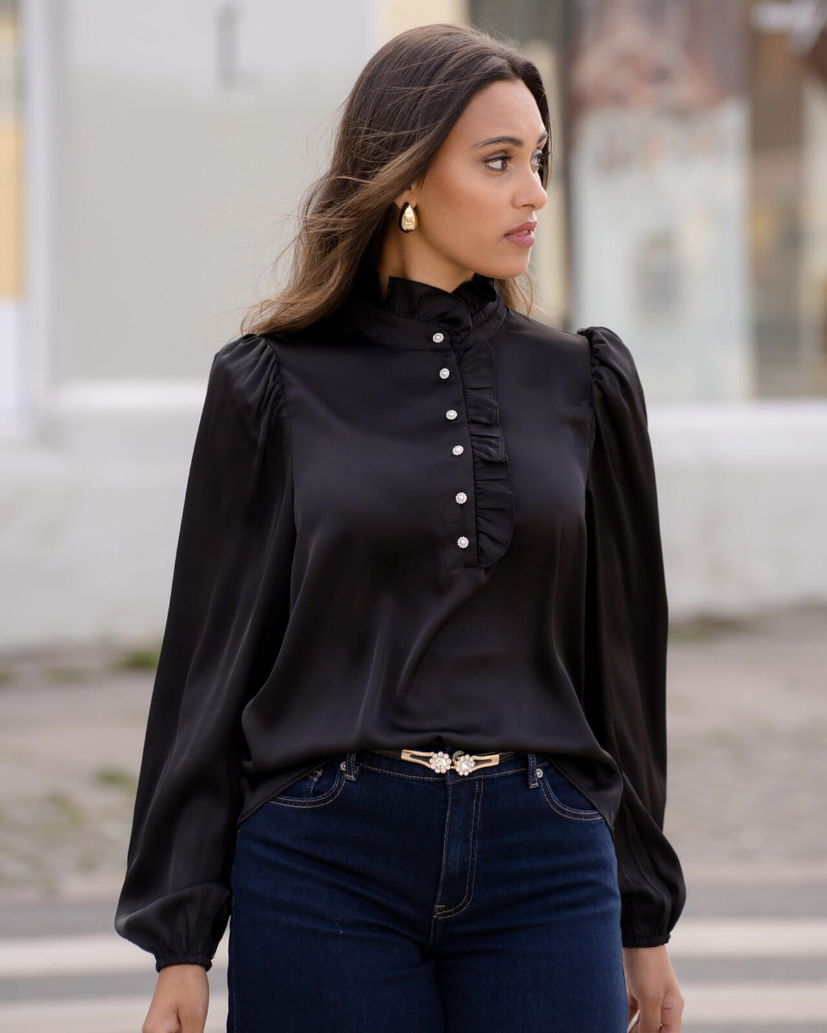 FLOYD Bluse Vanda Satin - Black