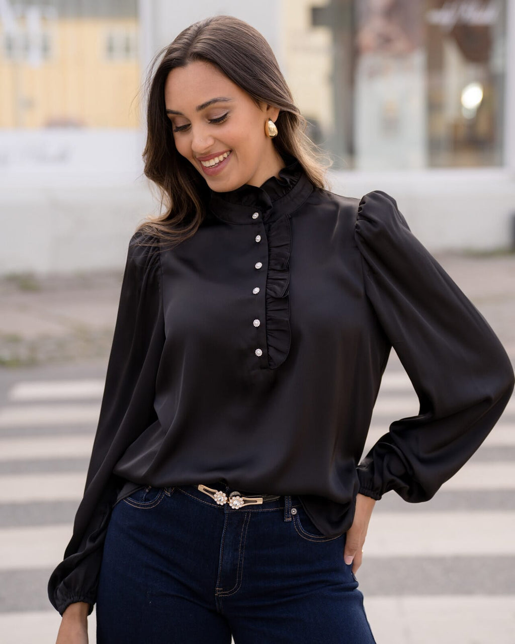 FLOYD Bluse Vanda Satin - Black