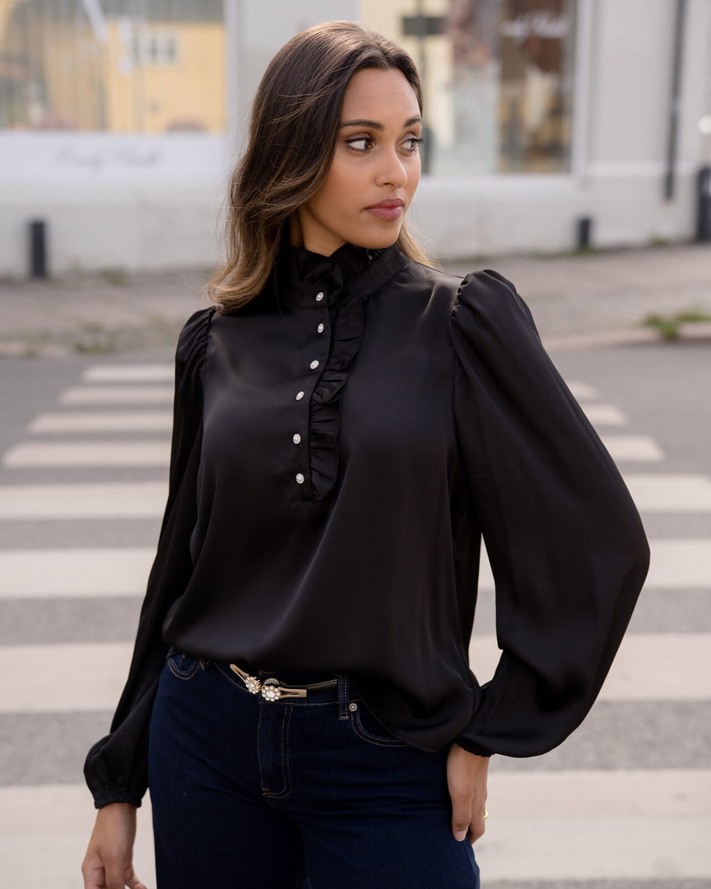 FLOYD Bluse Vanda Satin - Black