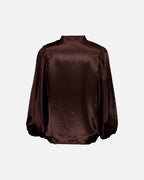 FLOYD Bluse Nelly Heavy Satin Goldbuttons - Chocolate