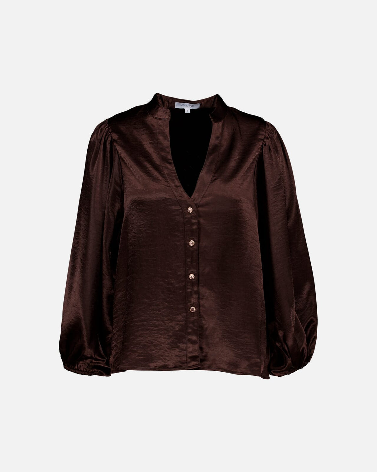 FLOYD Bluse Nelly Heavy Satin Goldbuttons - Chocolate