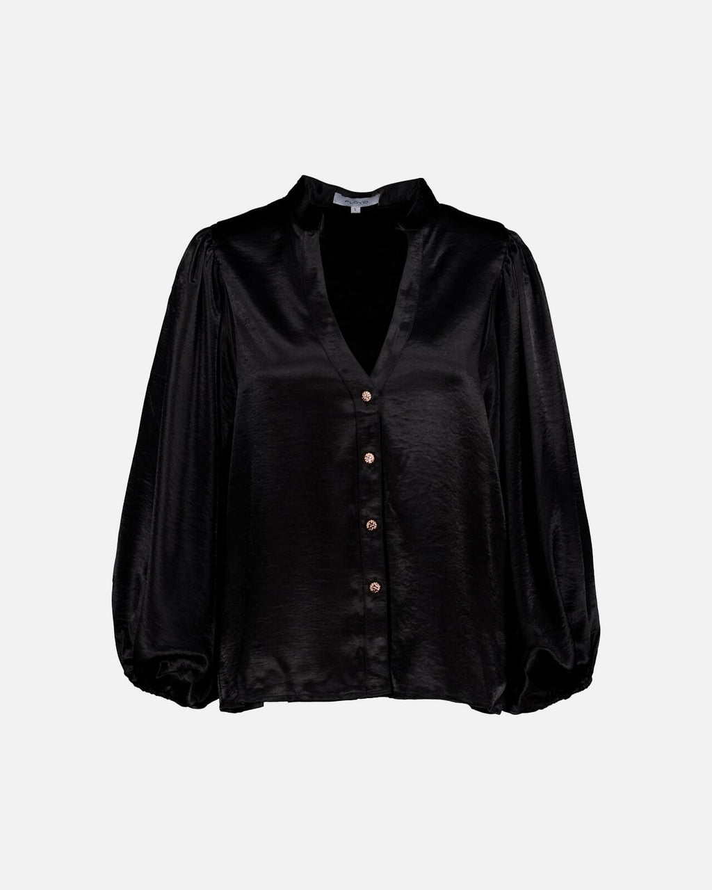 FLOYD Bluse Nelly Heavy Satin Goldbuttons - Black