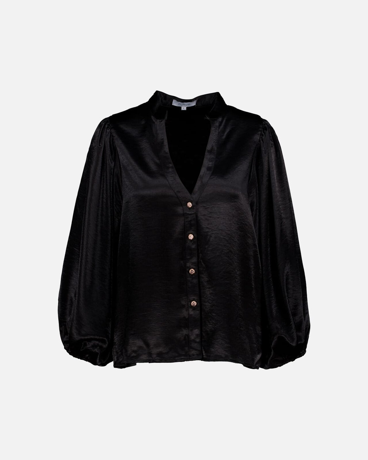 FLOYD Bluse Nelly Heavy Satin Goldbuttons - Black