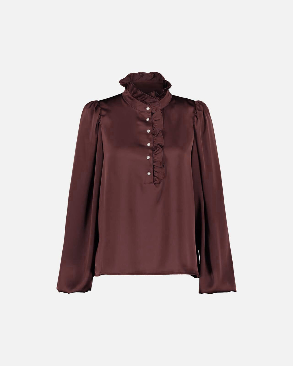 FLOYD Bluse Vanda Satin - Dark Brown