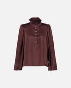 FLOYD Bluse Vanda Satin - Dark Brown