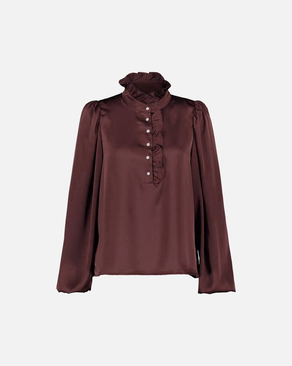 FLOYD Bluse Vanda Satin - Dark Brown