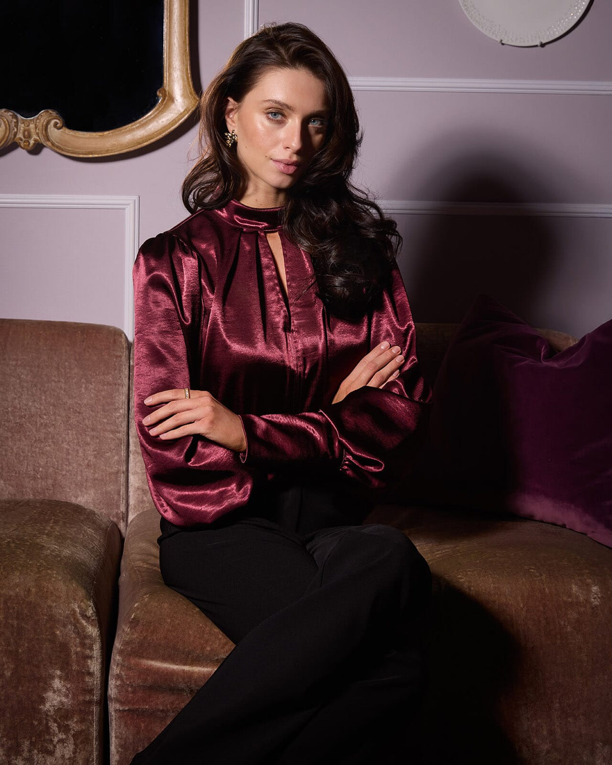 FLOYD Bluse Aida Heavy Satin - Bordeaux