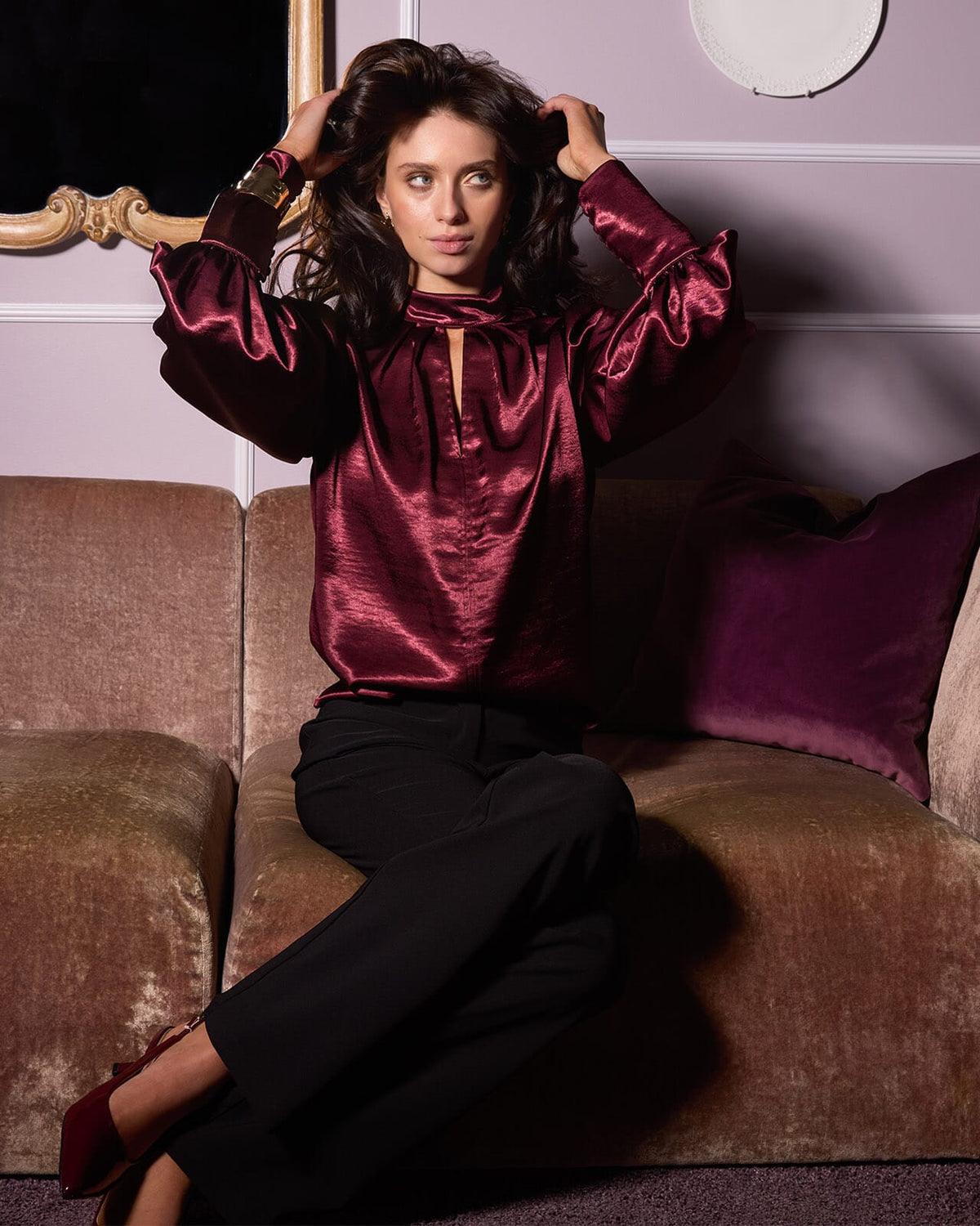 FLOYD Bluse Aida Heavy Satin - Bordeaux