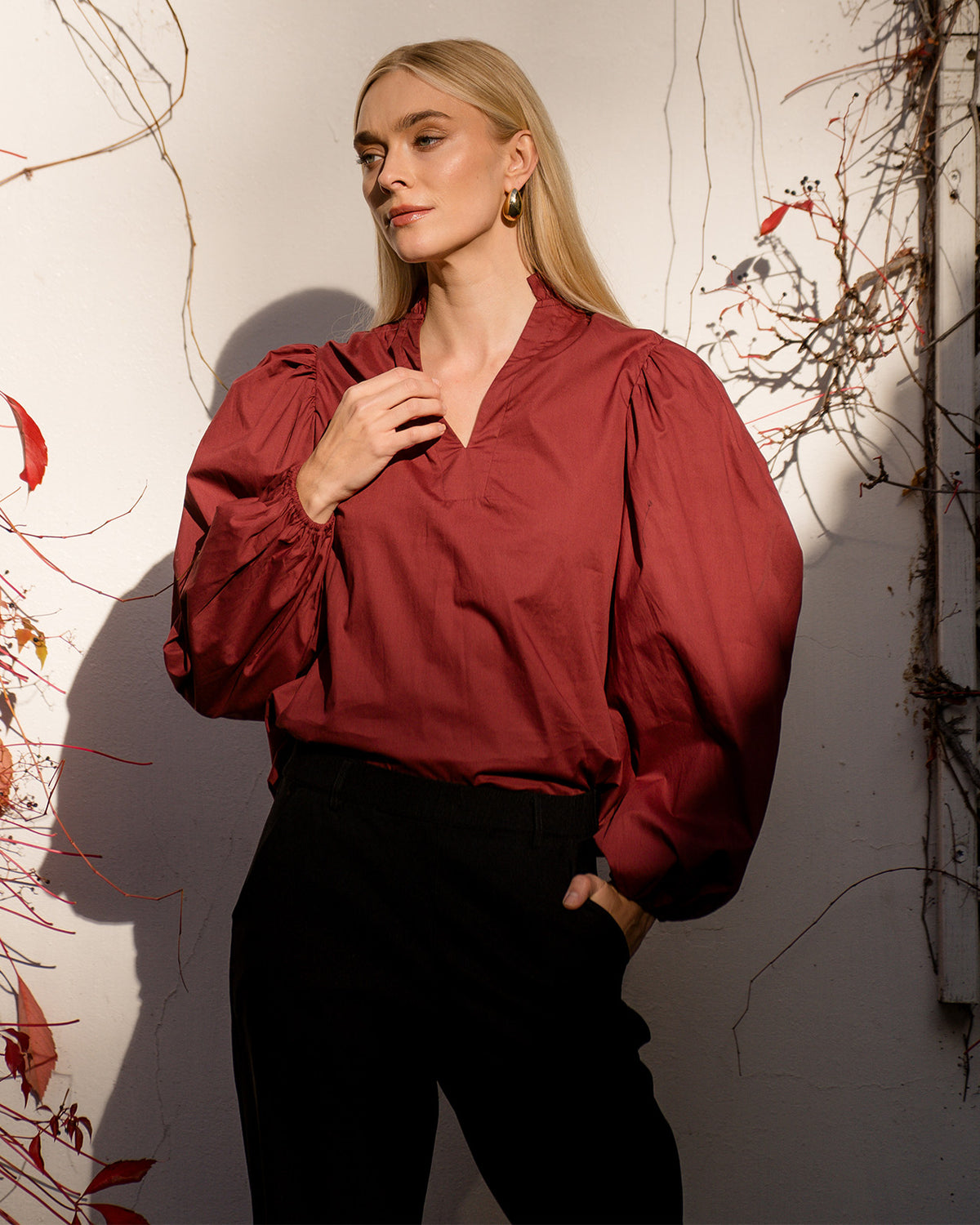 FLOYD Bluse Fria Uni - Bordeaux