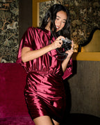 FLOYD Kjole Nadina Satin Stretch - Bordeaux