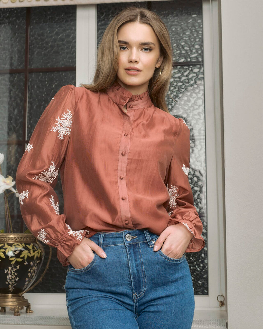 FLOYD Bluse Mette Brodery - Brick
