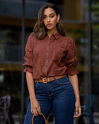FLOYD Skjorte Norah Brodery - Brick
