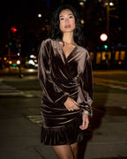 FLOYD Kjole Alyssa Velvet - Brown