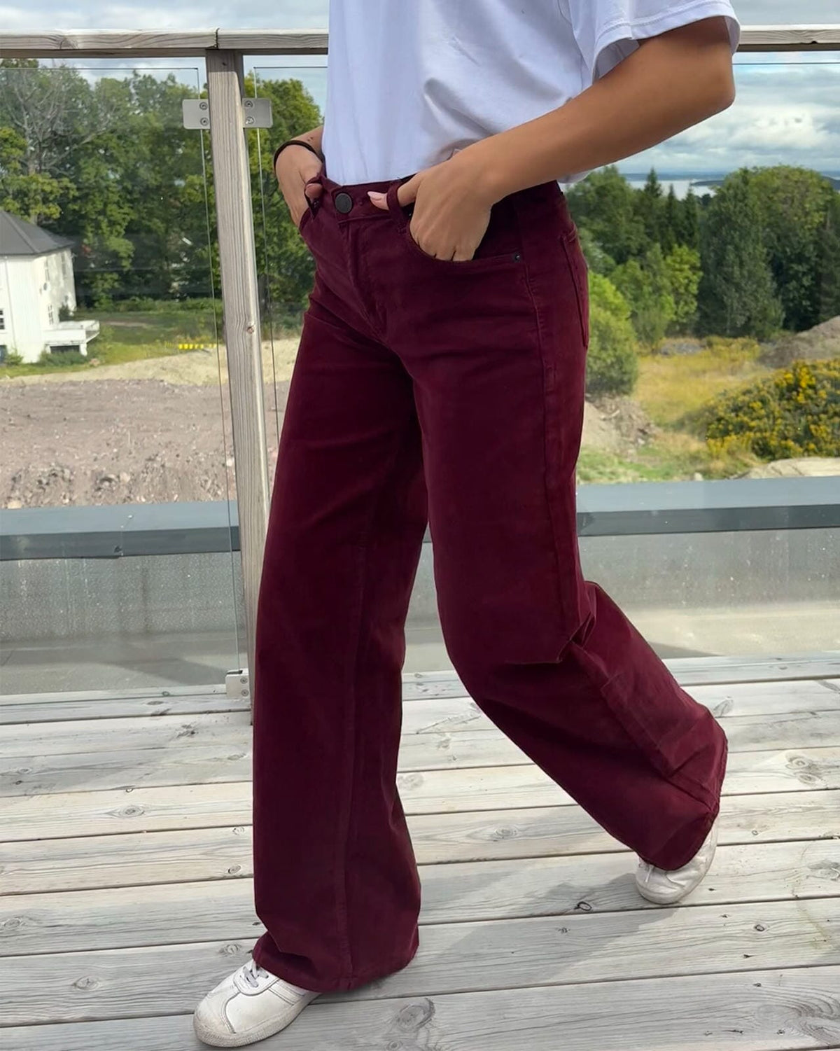 FLOYD Bukse Nicoline Cord - Deep Cherry