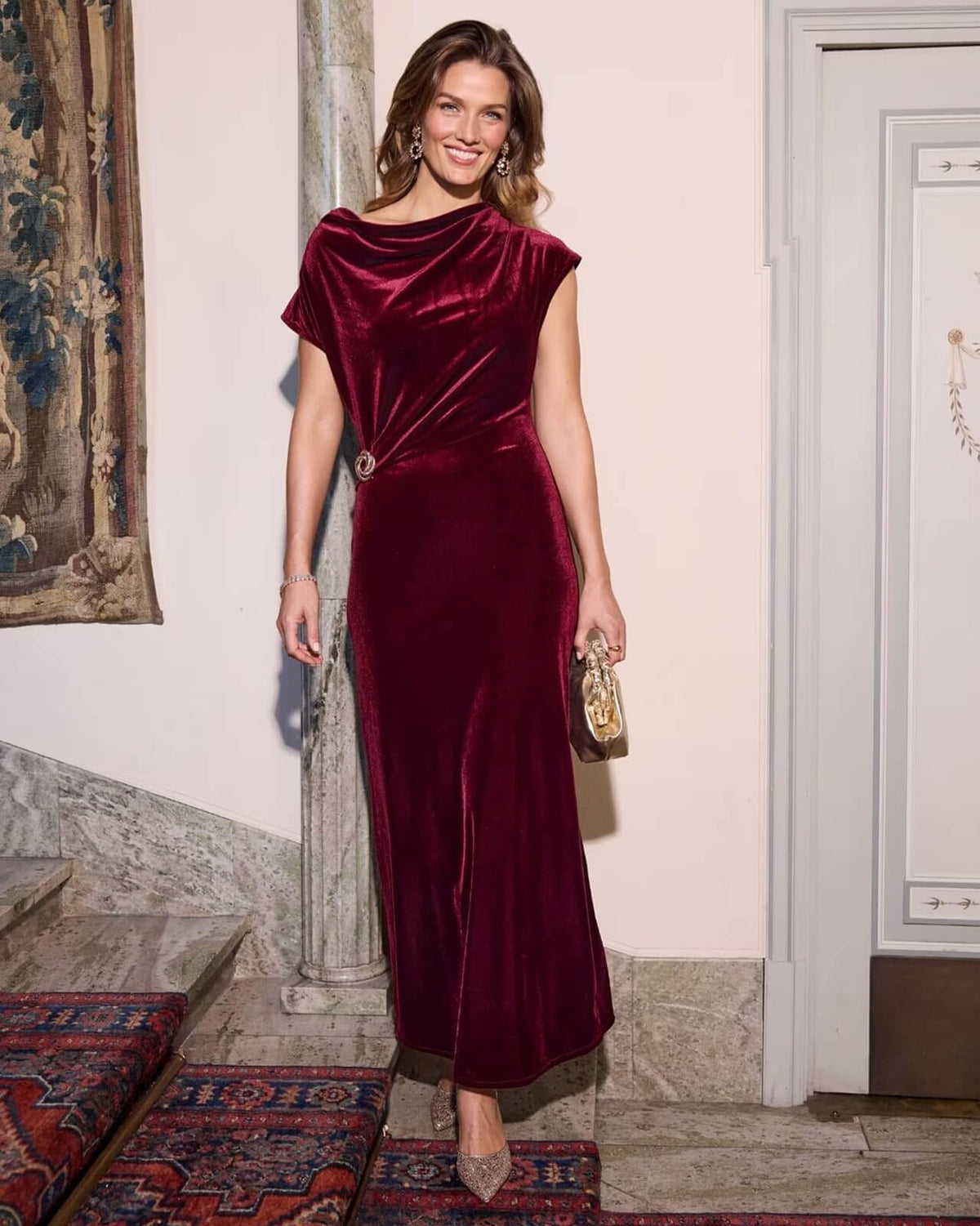 FLOYD Maxikjole Lucina Velvet - Bordeaux