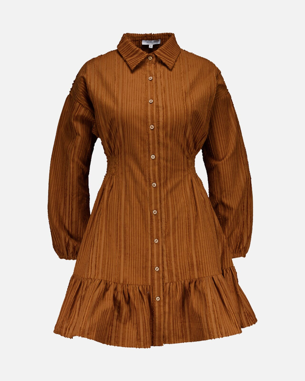 FLOYD Skjortekjole Madline Stripe Cord - Caramel