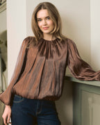 FLOYD Bluse Hannah Satin - Chocolate