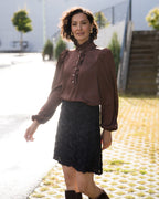 FLOYD Bluse Vanda Satin - Dark Brown