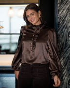 FLOYD Bluse Vanda Heavy Satin - Chocolate