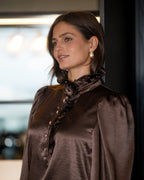 FLOYD Bluse Vanda Heavy Satin - Chocolate