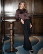 FLOYD Bluse Clair Uni Satin - Dark Brown