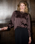 FLOYD Bluse Clair Uni Satin - Dark Brown