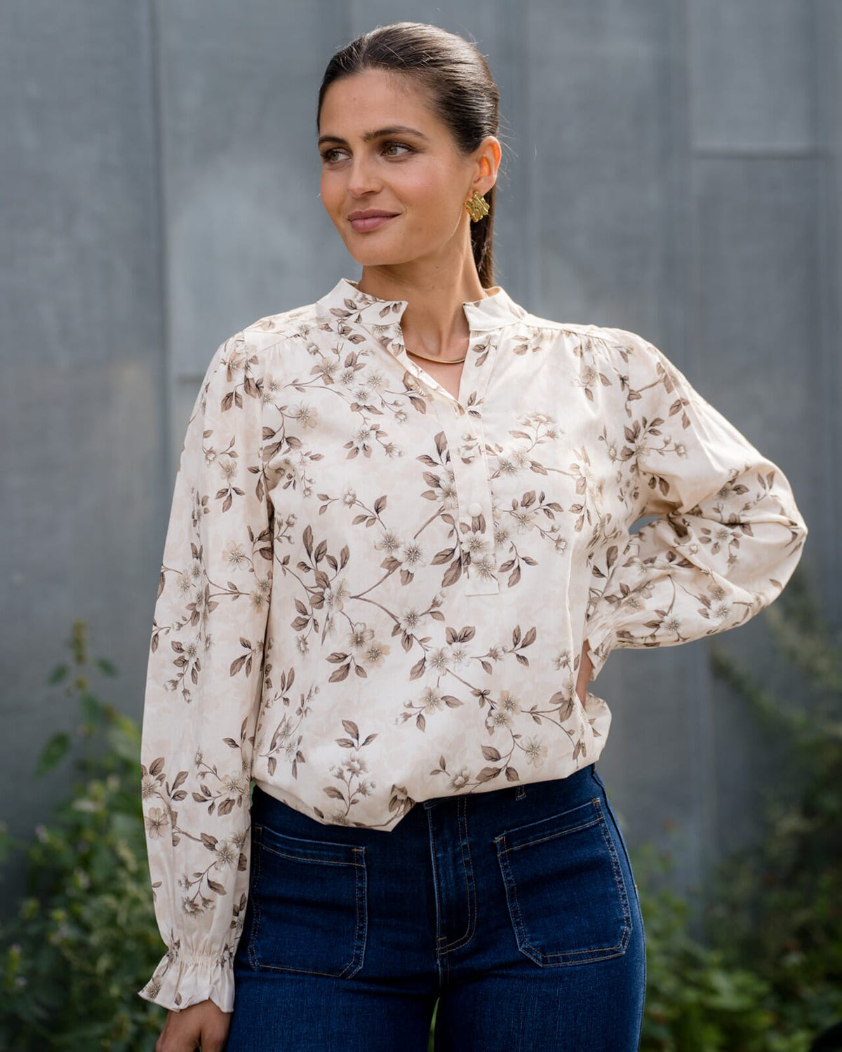 FLOYD Bluse Moje Canna - Cream/ Beige/ Taupe