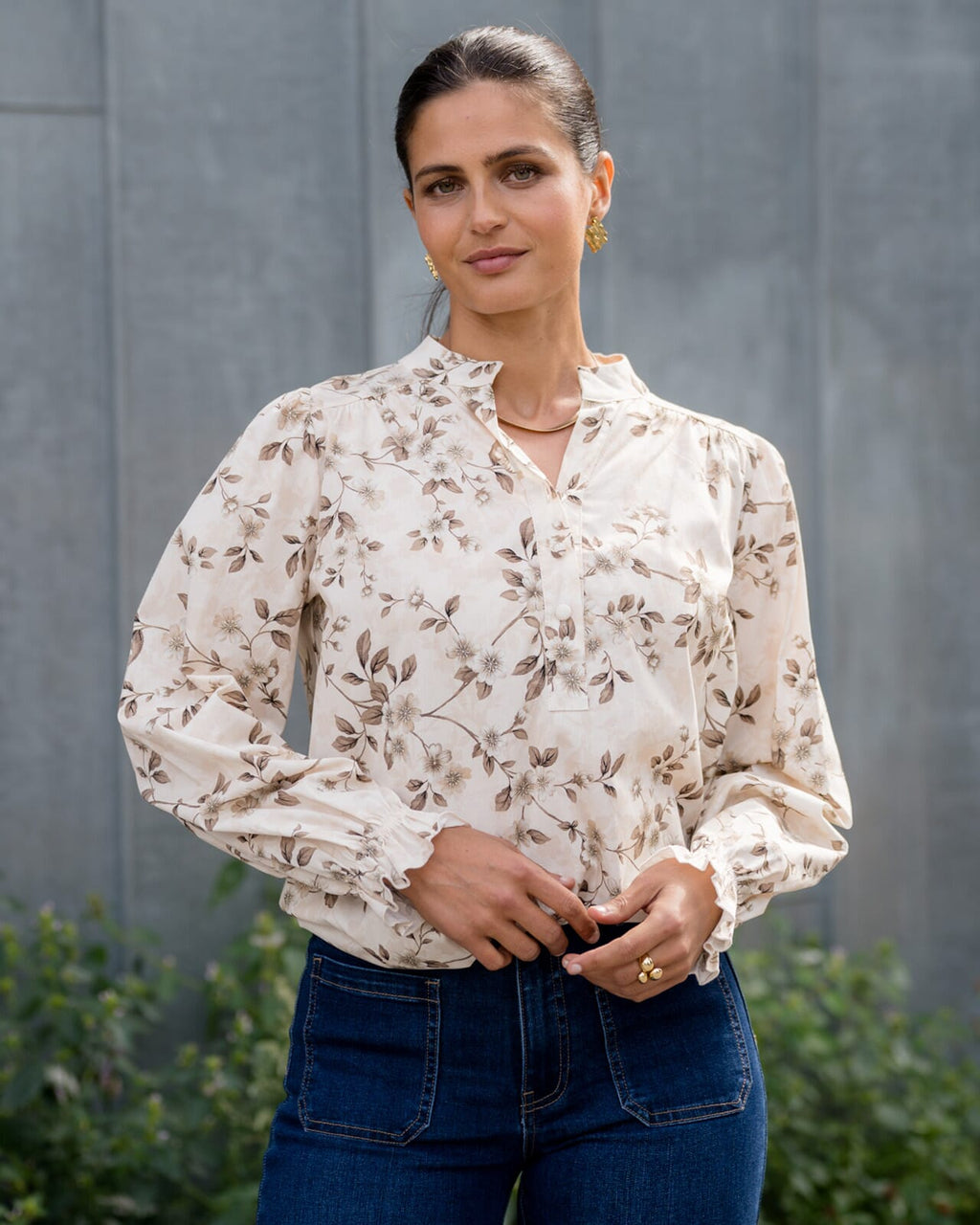 FLOYD Bluse Moje Canna - Cream/ Beige/ Taupe