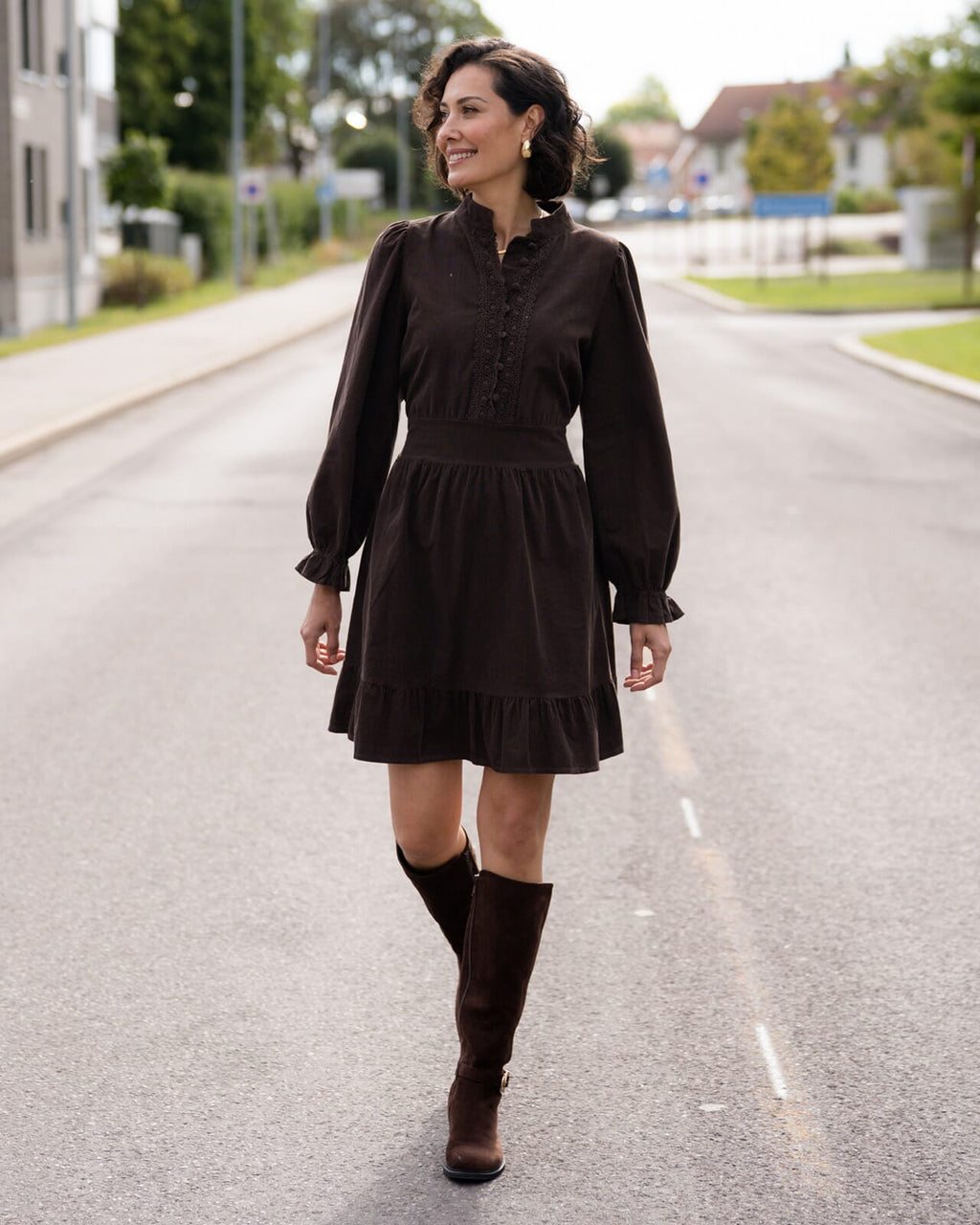 FLOYD Kjole Janne Babycord - Dark Brown