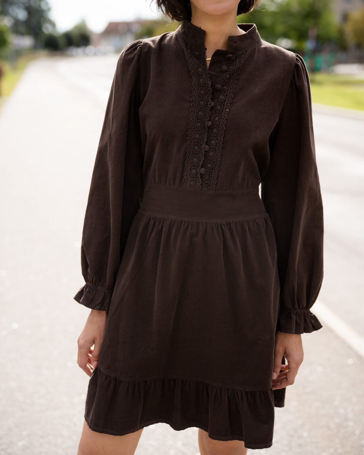 FLOYD Kjole Janne Babycord - Dark Brown