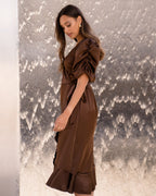 FLOYD Omslagskjole Samari Satin - Dark Brown