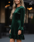 FLOYD Kjole Emilia Velvet - Dark Green