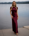 FLOYD Maxikjole Amaris Heavy Satin - Deep Cherry